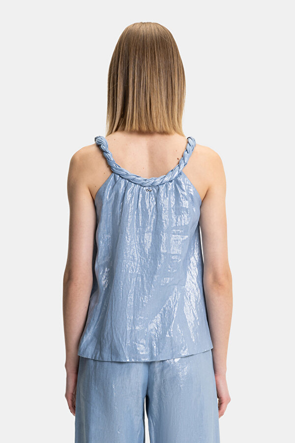 BLUE BASIC / ROUND NECKLINE SLEEVELESS BLOUSE 2