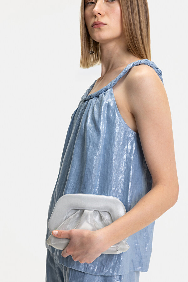BLUE BASIC / ROUND NECKLINE SLEEVELESS BLOUSE 6