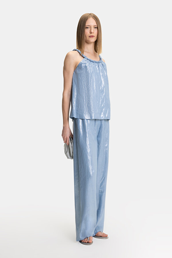 BLUE BASIC / ROUND NECKLINE SLEEVELESS BLOUSE 7