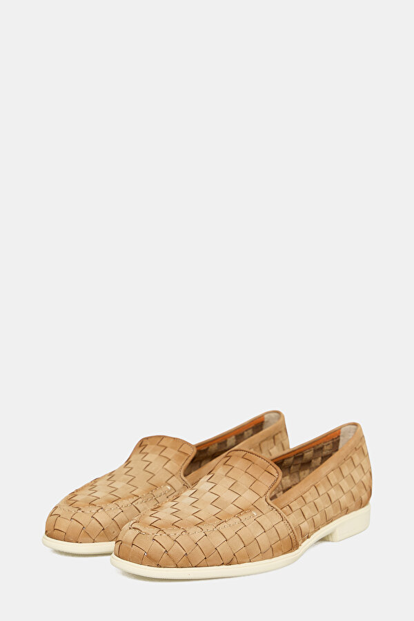 BEIGE KNITTING DESIGN SUEDE SHOES 2