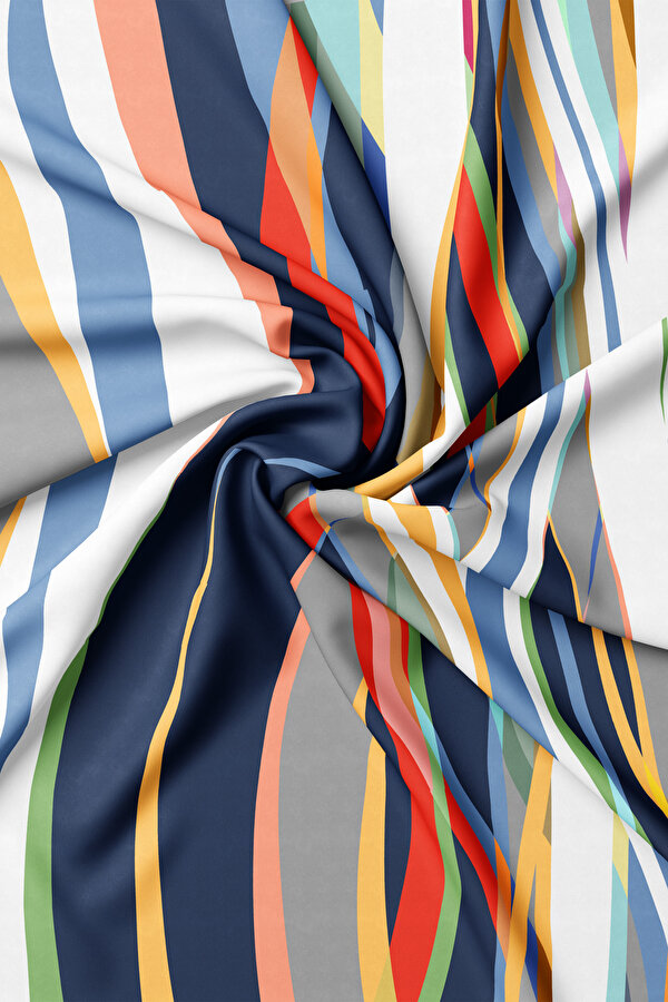 BLUE GEOMETRIC DESIGN TWILL SCARF 2