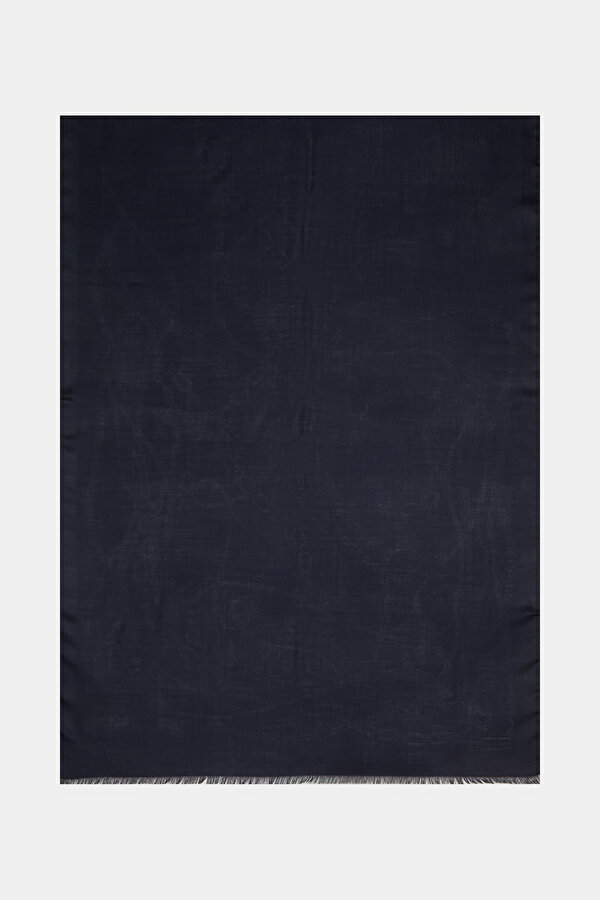NAVY BLUE OBJECT DESIGN CASHMERE SHAWL