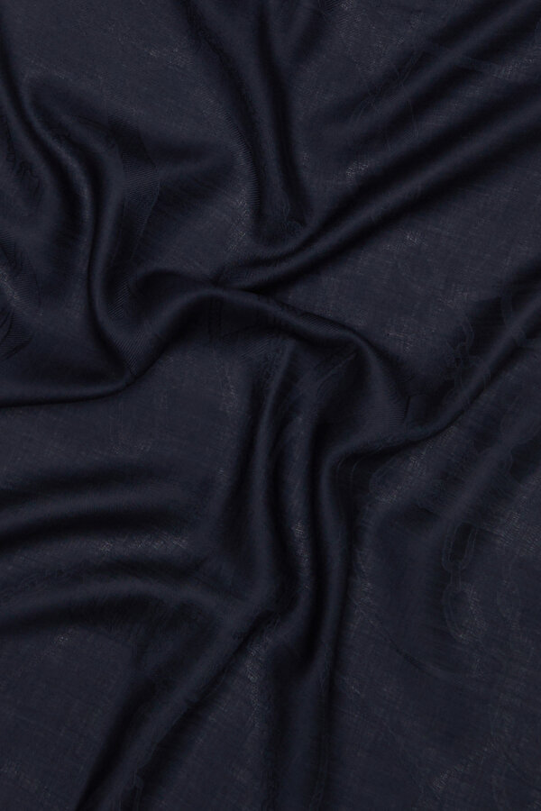 NAVY BLUE OBJECT DESIGN CASHMERE SHAWL 2