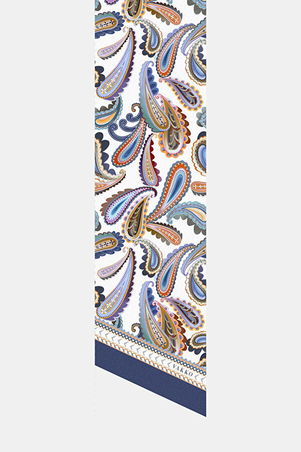 SALMON PAISLEY PATTERNED TWILL FOULARD