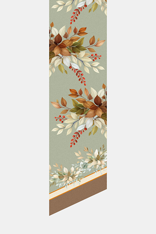 LIGHT GREEN FLORAL PATTERN TWILL FOULARD 2