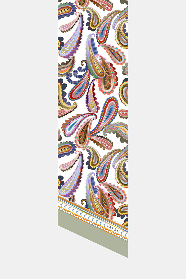 ORANGE PAISLEY PATTERNED TWILL FOULARD