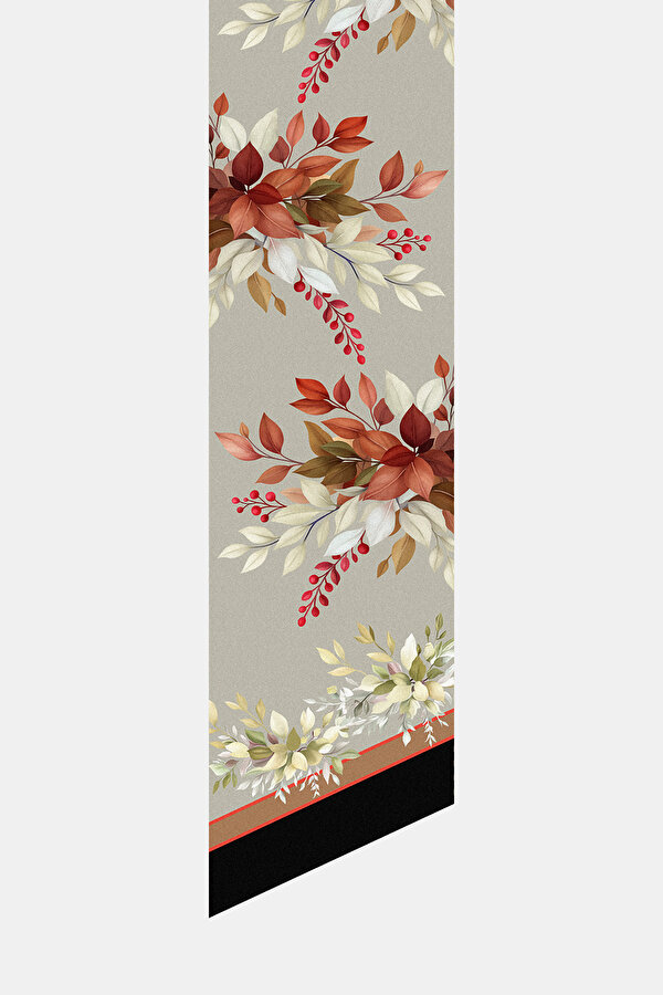BEIGE FLORAL PATTERN TWILL FOULARD 2