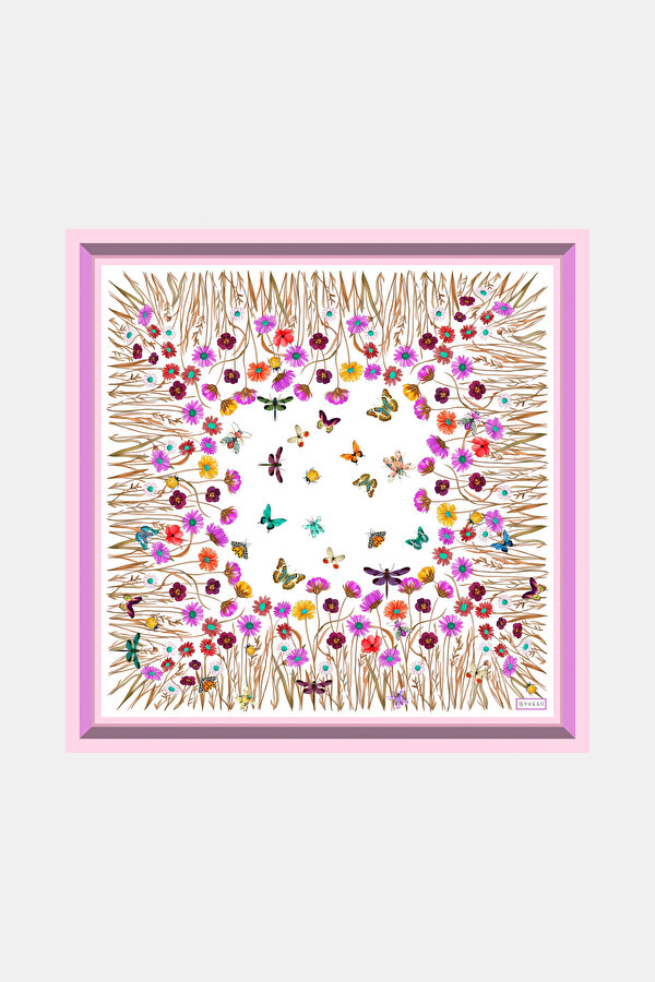 FUCHSIA ANIMAL FIGURED TWILL BANDANA