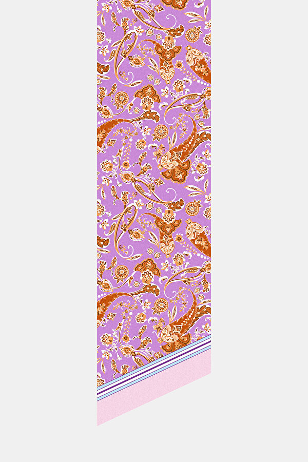 FUCHSIA PAISLEY PATTERNED TWILL FOULARD 2