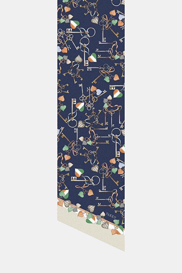 ECRU OBJECT DESIGN TWILL FOULARD