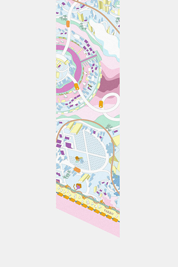 LIGHT PINK OBJECT DESIGN TWILL FOULARD