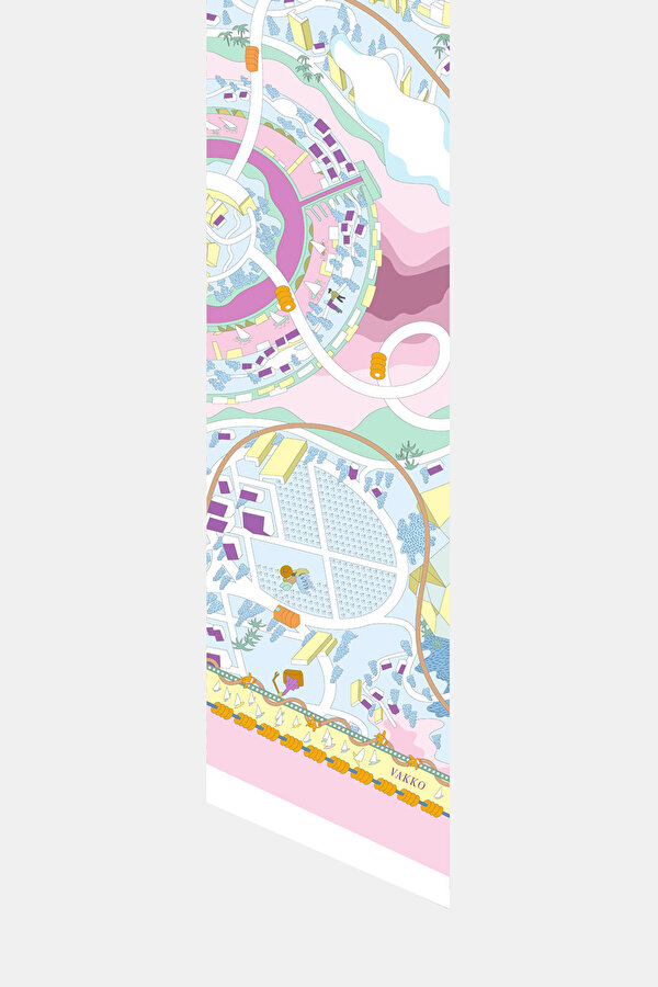 LIGHT PINK OBJECT DESIGN TWILL FOULARD