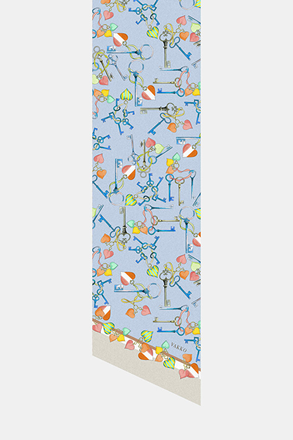 BEIGE OBJECT DESIGN TWILL FOULARD