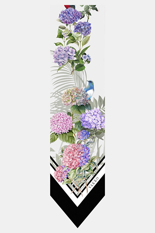 SILVER FLORAL PATTERN TWILL FOULARD