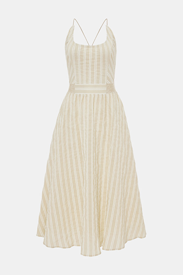 ECRU SLEEVELESS SUSPENDER DRESS 7