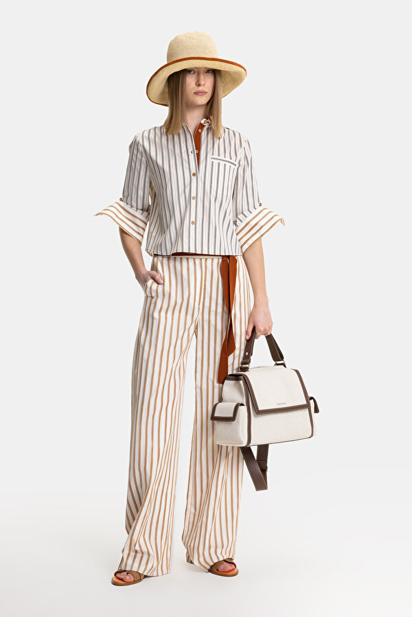 MULTICOLOR STRIPED WIDE LEG TROUSERS