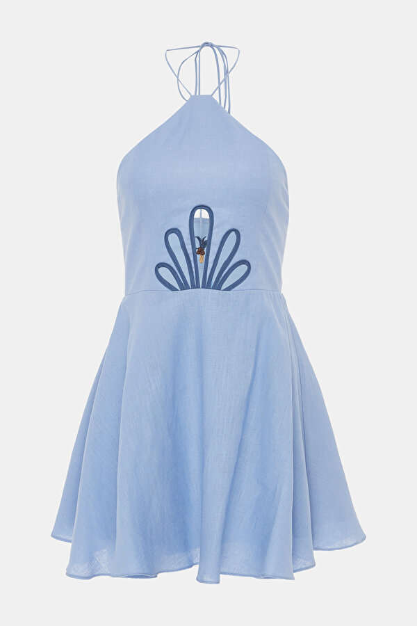 DARK BLUE DESIGN FILLED MINI DRESS