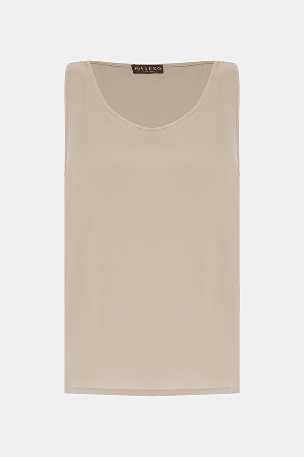 MINK BASIC / ROUND NECKLINE SLEEVELESS BLOUSE