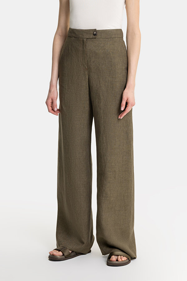 KHAKI WIDE LEG TROUSERS 2