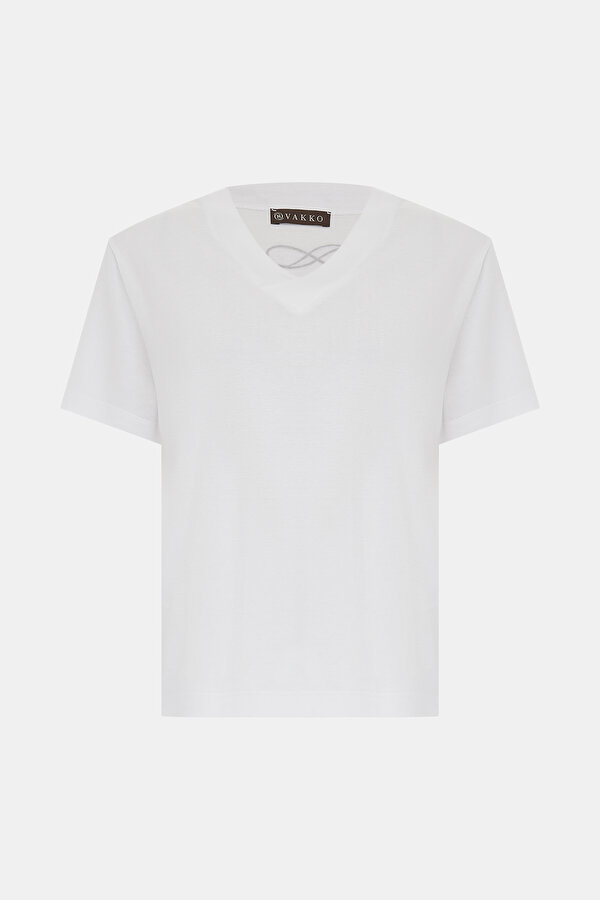 WHITE V NECK SHORT SLEEVE TSHIRT