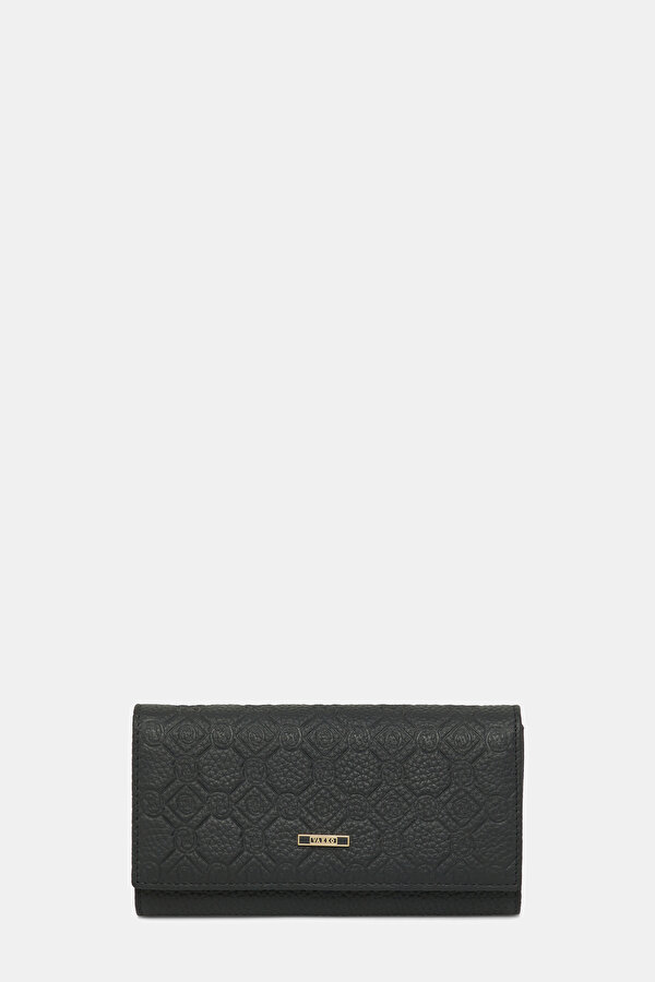 BLACK MONOGRAM LEATHER WALLET