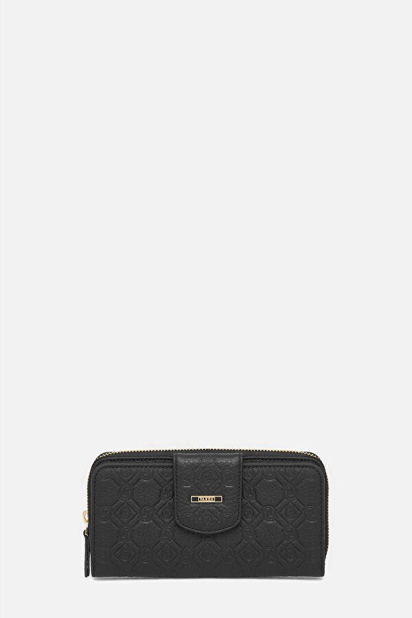 BLACK MONOGRAM LEATHER WALLET