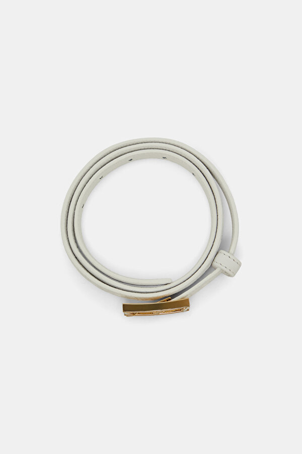 WHITE MONOGRAM LEATHER BELT 2