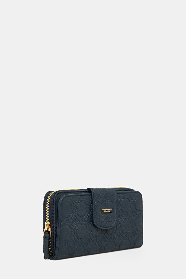 NAVY BLUE MONOGRAM LEATHER WALLET 2