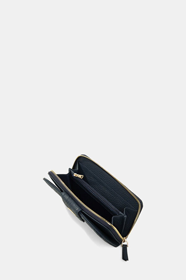 NAVY BLUE MONOGRAM LEATHER WALLET 6