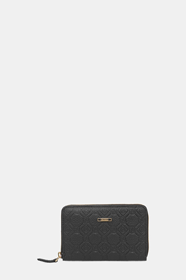 BLACK MONOGRAM LEATHER WALLET