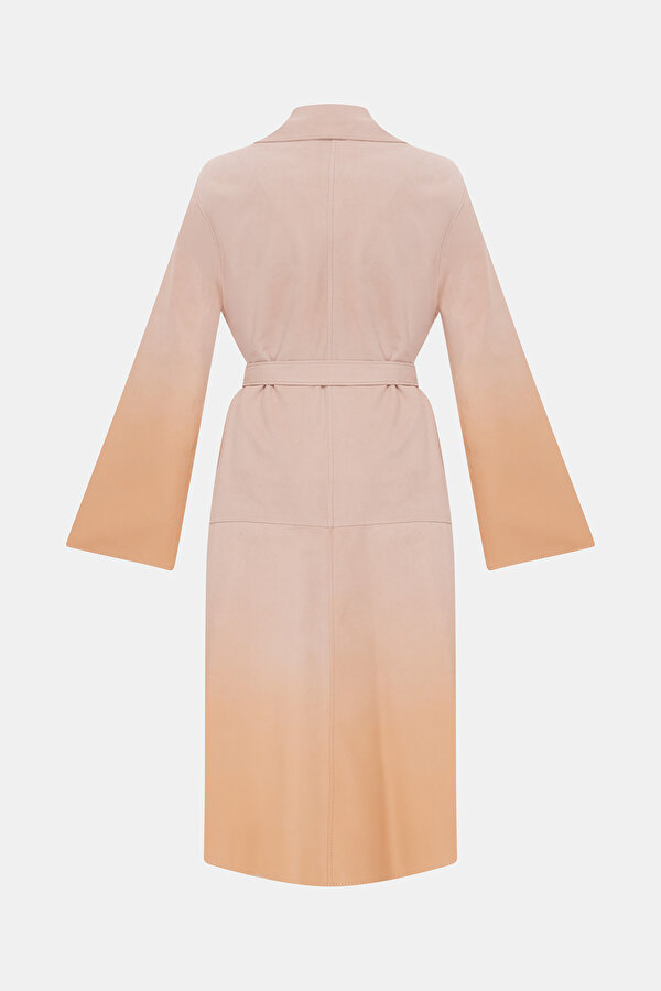 SALMON DEGRADE DESIGN LEATHER LIGHT OVERCOAT 2