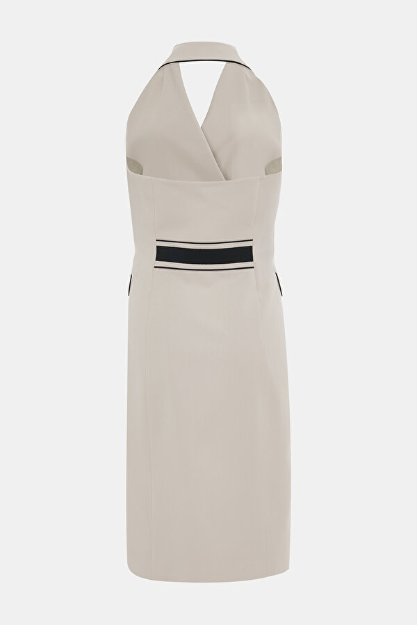 BEIGE SLEEVELESS ABOVE THE KNEE DRESS 7