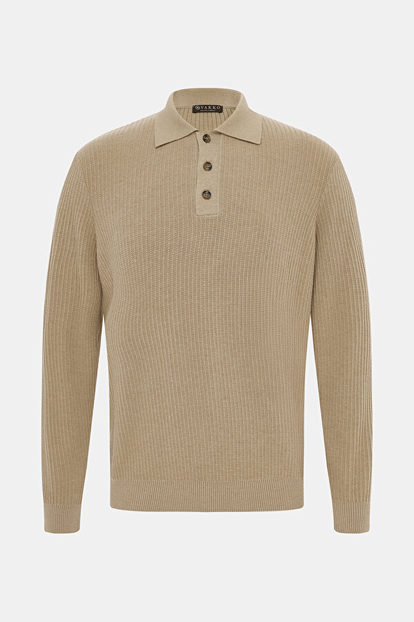 CAMEL POLO NECK TRICOT