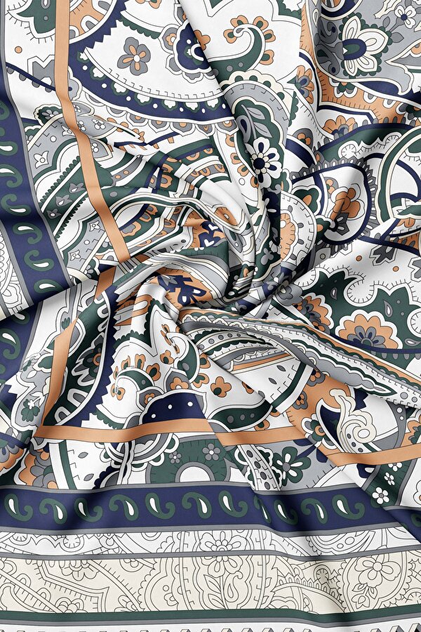 SALMON PAISLEY PATTERNED CASHMERE/SILK SHAWL 2