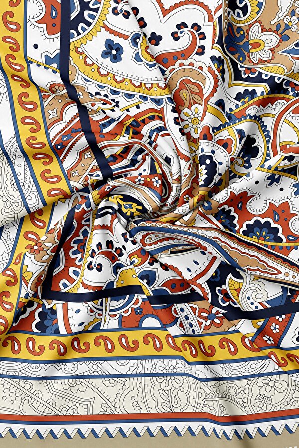 NAVY BLUE PAISLEY PATTERNED CASHMERE/SILK SHAWL 2