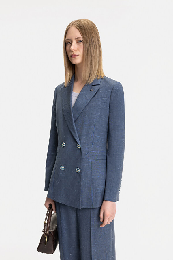 NAVY BLUE SURPLICE NECKLINE (CROSS-OVER NECKLINE) JACKET 12