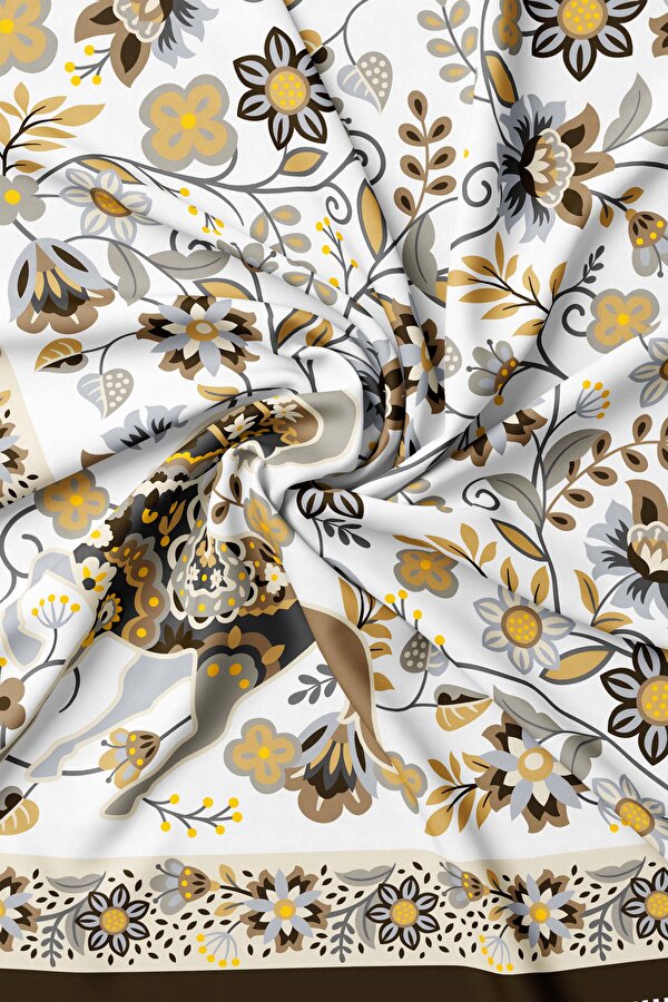 CAMEL ANIMAL FIGURED CASHMERE/SILK SHAWL 2