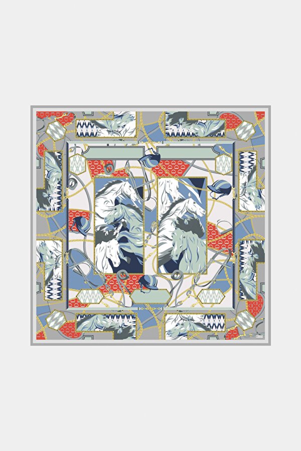 LIGHT GREY FLORAL PATTERN CASHMERE/SILK SHAWL