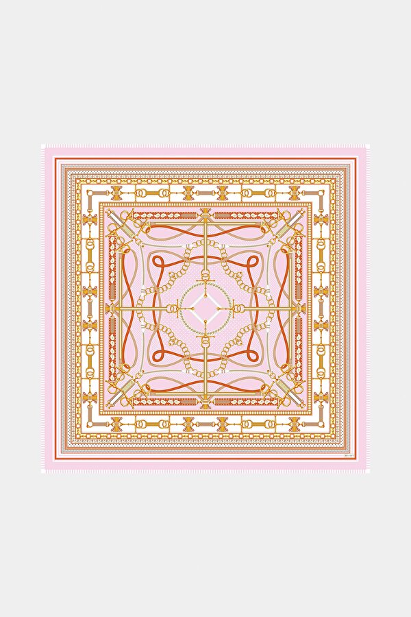 LIGHT PINK GEOMETRIC DESIGN CASHMERE/SILK SHAWL