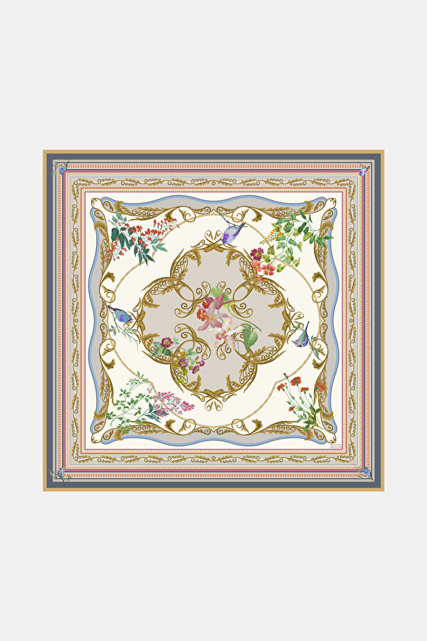 MINK FLORAL PATTERN VOILE SHAWL
