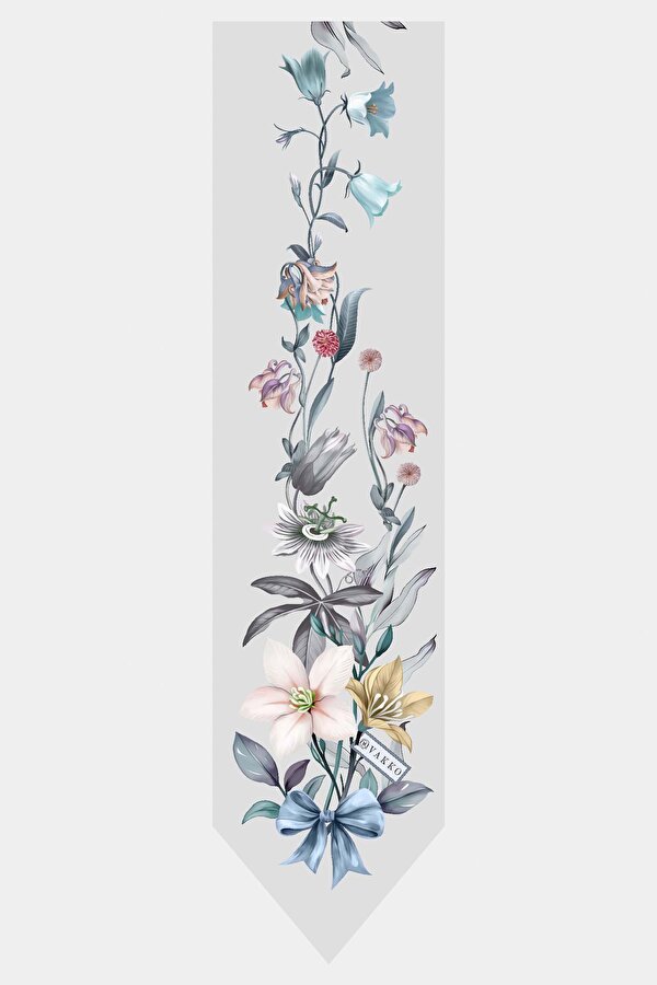 LIGHT GREY FLORAL PATTERN TWILL FOULARD