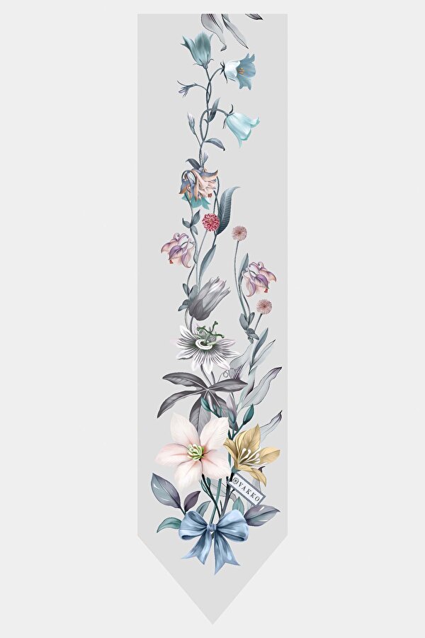 LIGHT GREY FLORAL PATTERN TWILL FOULARD