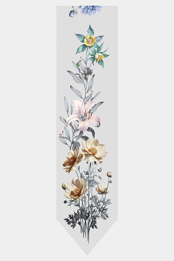 LIGHT GREY FLORAL PATTERN TWILL FOULARD 2