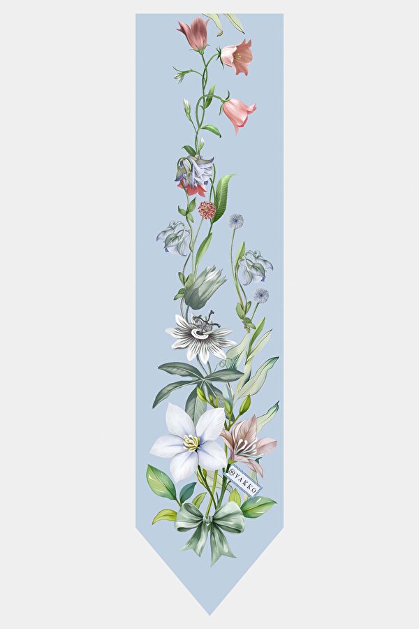 LIGHT BLUE FLORAL PATTERN TWILL FOULARD