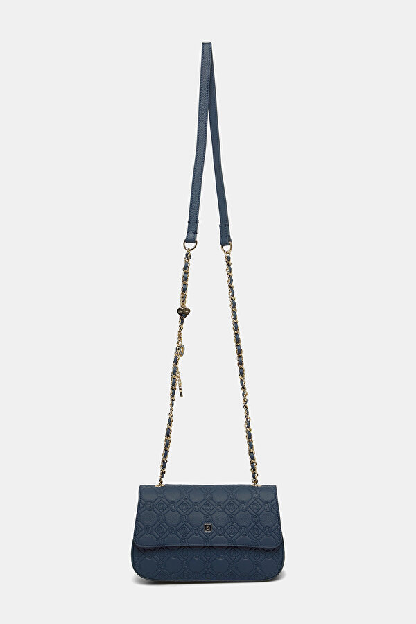 NAVY BLUE MONOGRAM LEATHER BAG