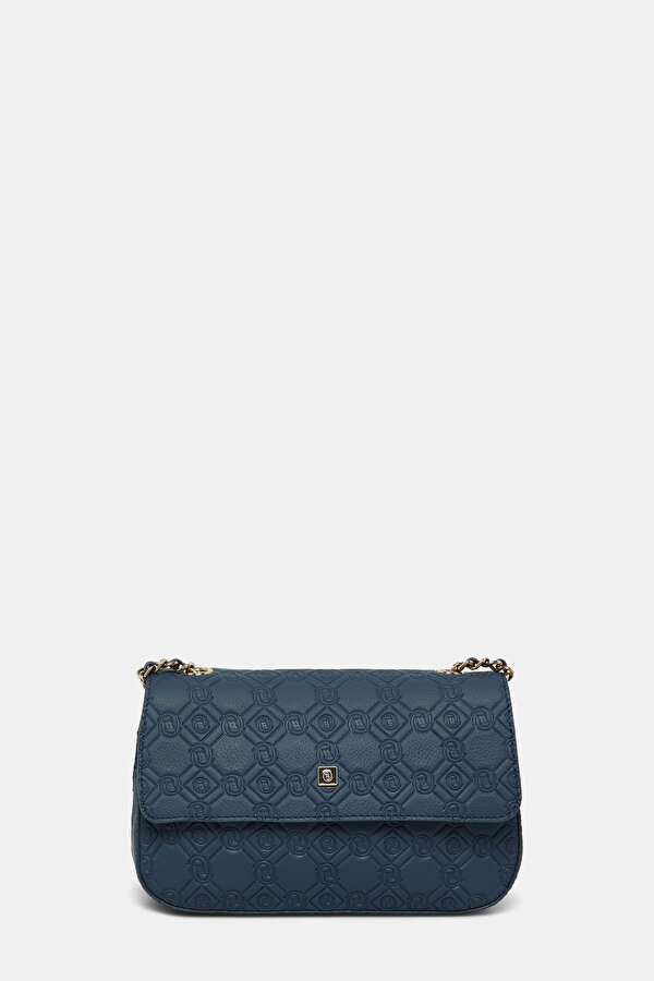 NAVY BLUE MONOGRAM LEATHER BAG 2