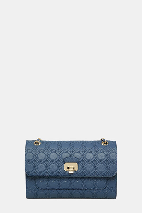 NAVY BLUE MONOGRAM LEATHER BAG
