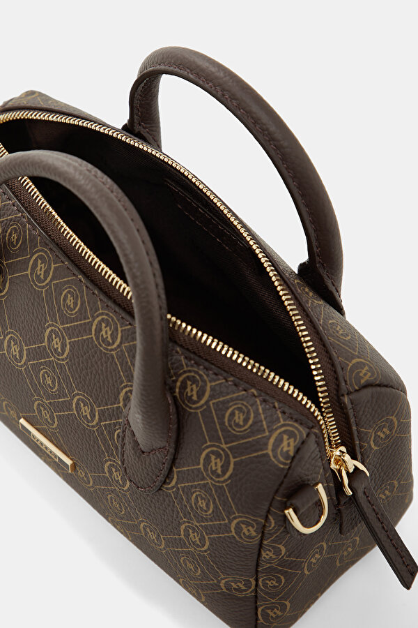 BEIGE MONOGRAM LEATHER BAG 6