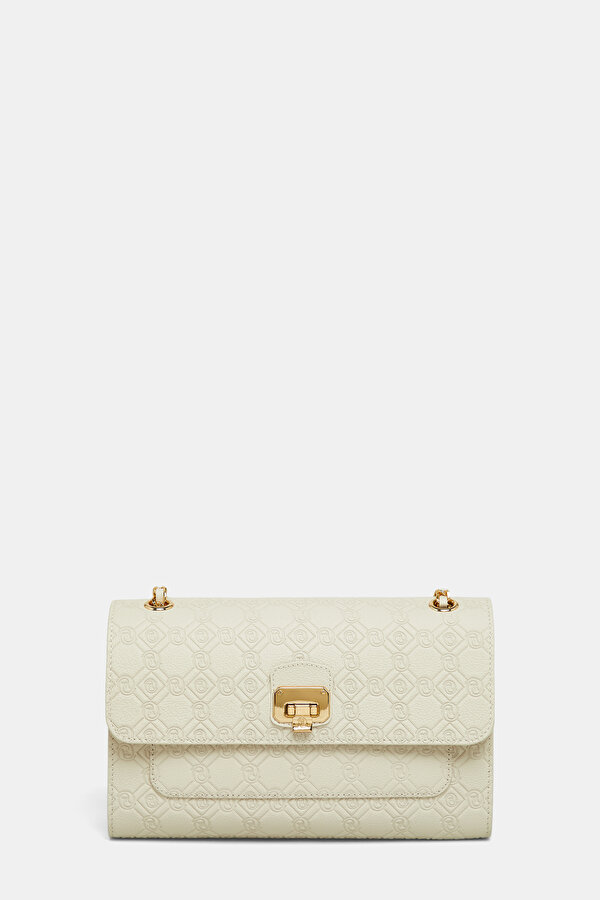 ECRU MONOGRAM LEATHER BAG