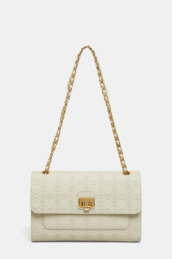 ECRU MONOGRAM LEATHER BAG 2